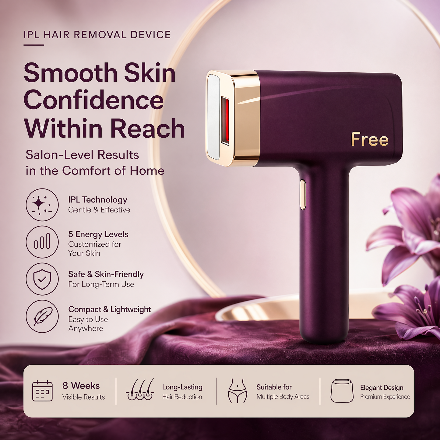 Free IPL Hair Removal Device | Starter Kit-red