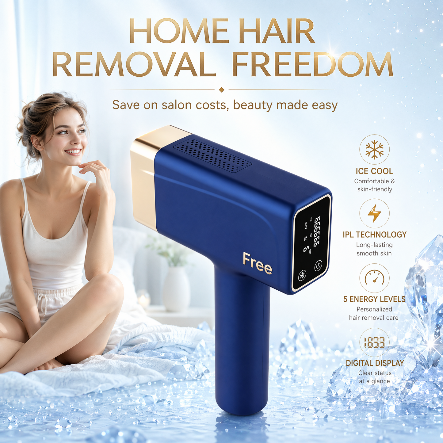Free IPL Hair Removal Device -Deluxe package-blue
