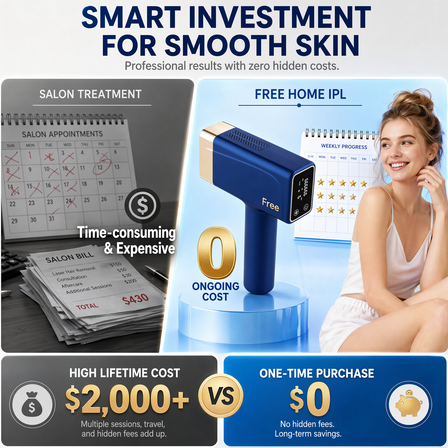Free IPL Hair Removal Device -Deluxe package-blue